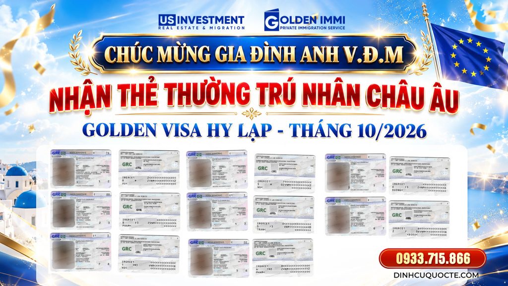 CHÚC MỪNG GIA ĐÌNH ANH V.Đ.M NHẬN THẺ THƯỜNG TRÚ NHÂN CHÂU ÂU CHỈ SAU 3 THÁNG